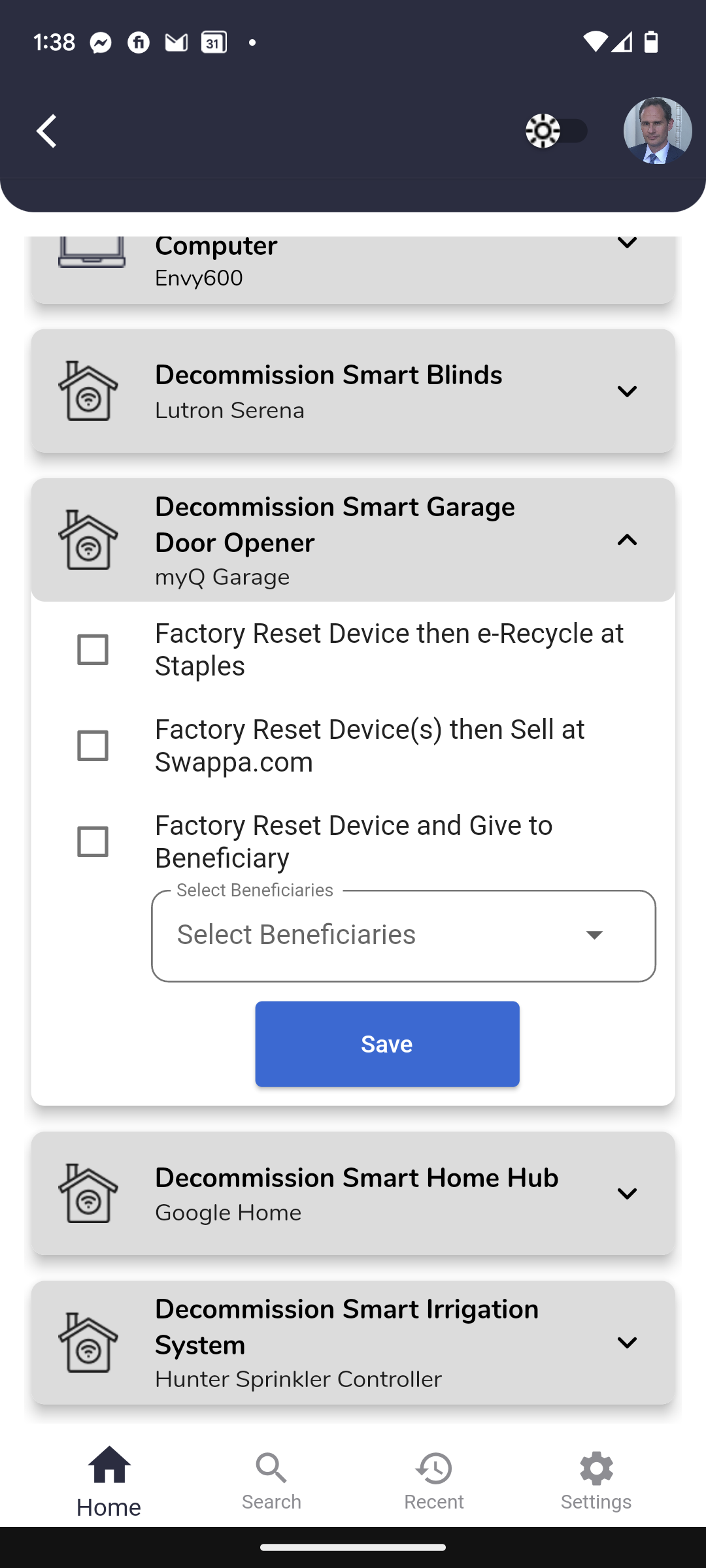 Decomission Smart Home Device